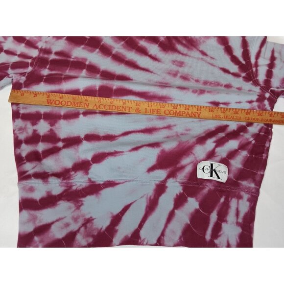 Calvin Klein Jeans Womens Medium Tie Dye Sweatshirt Crop Purple Mock Neck - Picture 10 of 10